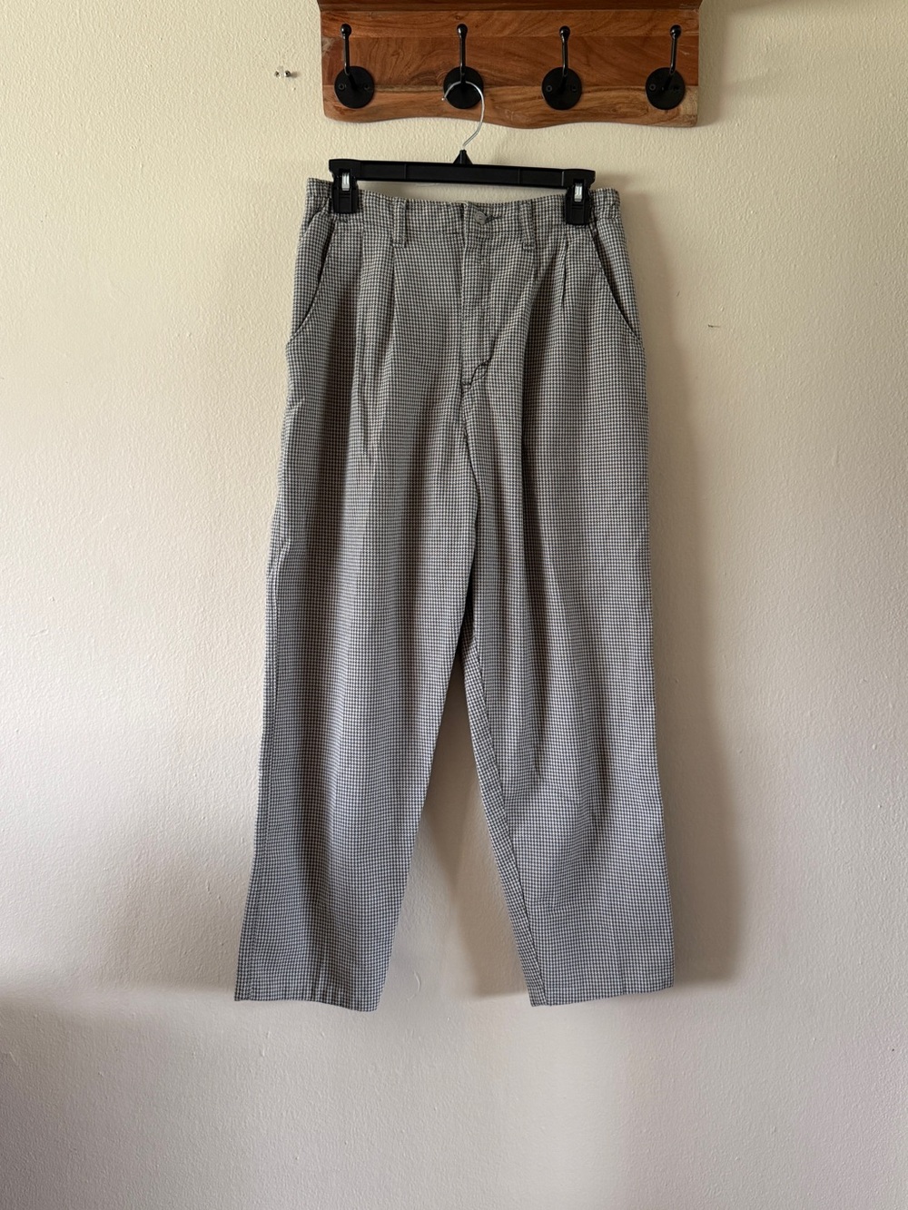 Vintage Lee Casuals Sage Green Houndstooth 100% Cotton Tapered Leg Pants Size 8
